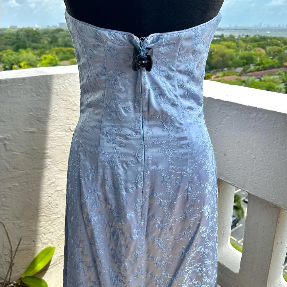 Jessica McClintock Blue Strapless Embroidered Gown Sz 10 Fits 6  NWT Formal Prom - Picture 13 of 13